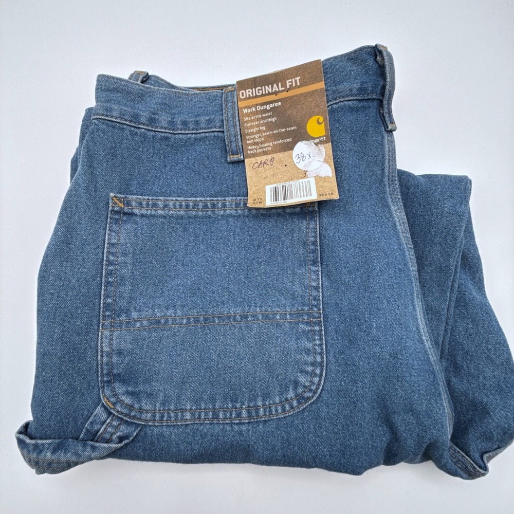 Carhartt B13 STW Mens Original Fit Dungaree Jeans Blue 38x29 Altered Read NWT‎